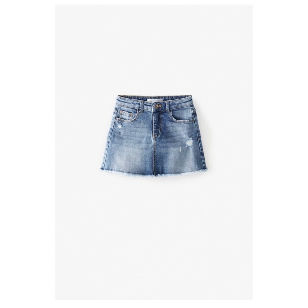 (Kids) Zara Girls Denim Frayed Skirt
